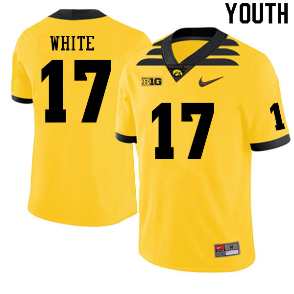 Youth #17 Max White Iowa Hawkeyes College Football Jerseys Sale-Gold - Click Image to Close